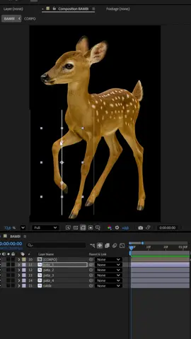 🐾 Passo a passo do rig de um quadrúpede no After Effects 😎 1️⃣ Adiciono o Bao Bones 2️⃣ Posiciono os 3 pontos: perna, joelho e tornozelo 3️⃣ Ajusto o raio do Mesh se precisar 4️⃣ Clico em Quick Bone Set → Set With Controllers 5️⃣ Pronto! Rig rápido, leve e sem distorções bizarras 🎉 Depois é só repetir os mesmos passos nas outras pernas e linkar tudo ao corpo para ter controle total do personagem. 🔥 Você já animou ou rigou um personagem quadrúpede? Se sim, qual foi o personagem? 😍 #rig #aftereffects #animation 
