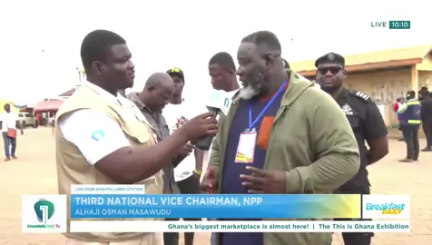 #AkwatiaByElection: ‘If Azorka is here thinking he has Azorka boys, I am also here with my Buga boys’ — NPP’s 3rd Vice Chairman Alhaji Osman Masawudu warns after a scuffle with NDC’s Sofo Azorka.   Watch live: https://youtu.be/fwaMSoMaA3E  #AkwatiaWatch #ChannelOneNews