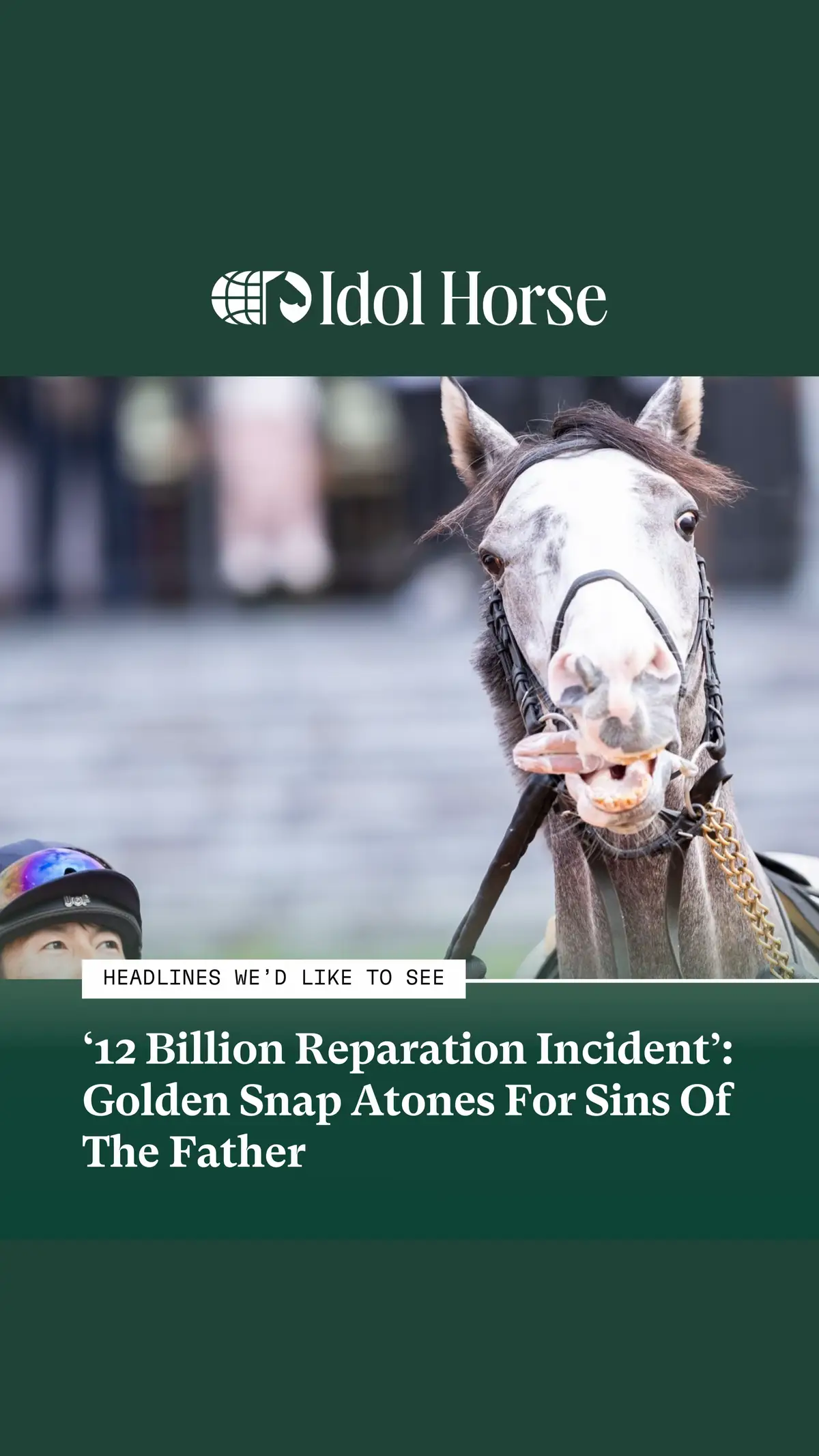 Headlines we’d like to see…  Japan’s Golden Snap lands big bets to win the Melbourne Cup, so redeeming the Gold Ship bloodline on the world stage!  9 weeks until the 12 billion yen incident is finally atoned for! 🙏 💰  #umamusumeprettyderby #umamusume #horseracing #goldship #goldensnap 