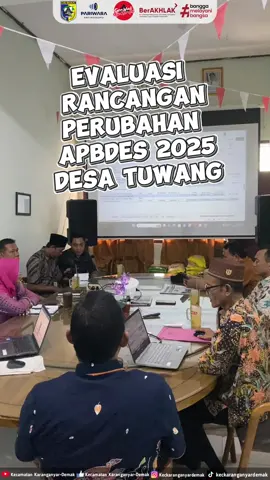 Selasa,2 September 2025 - Evaluasi Rancangan Perubahan APBDes 2025 Desa Tuwang. Bertempat di Kantor Kecamatan Karanganyar, Pemerintah Desa Tuwang melaksanakan Paparan Perubahan Anggaran Pendapatan dan Belanja Desa (APBDes) Tahun 2025. Kegiatan ini menjadi wujud transparansi dan akuntabilitas pemerintah desa dalam pengelolaan keuangan serta penyusunan program pembangunan yang lebih tepat sasaran.  Dengan adanya paparan ini, diharapkan sinergi antara pemerintah desa, kecamatan, dan masyarakat semakin kuat demi mewujudkan tata kelola desa yang lebih maju dan berkeadilan. @ungguh  #APBDes2025 #DesaTuwang #KecamatanKaranganyar #KaranganyarJuara #TransparansiDesa