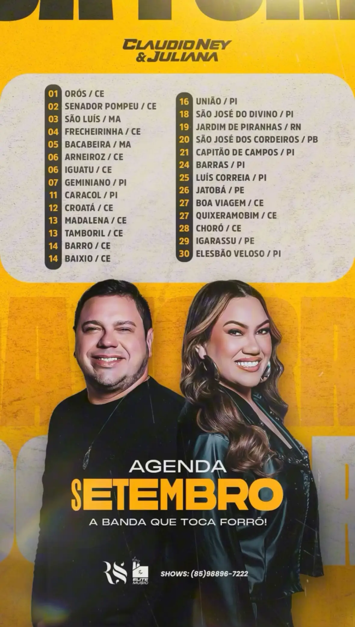 #claudioneyejuliana #forró #agenda #setembro 