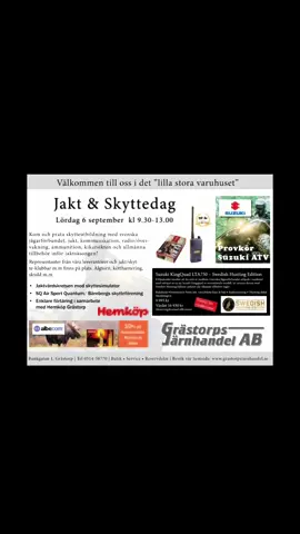 Jakt och skyttedag 6 september hos oss på Grästorps Järnhandel ✨ #jakt #hunt #grästorpsjärnhandel 