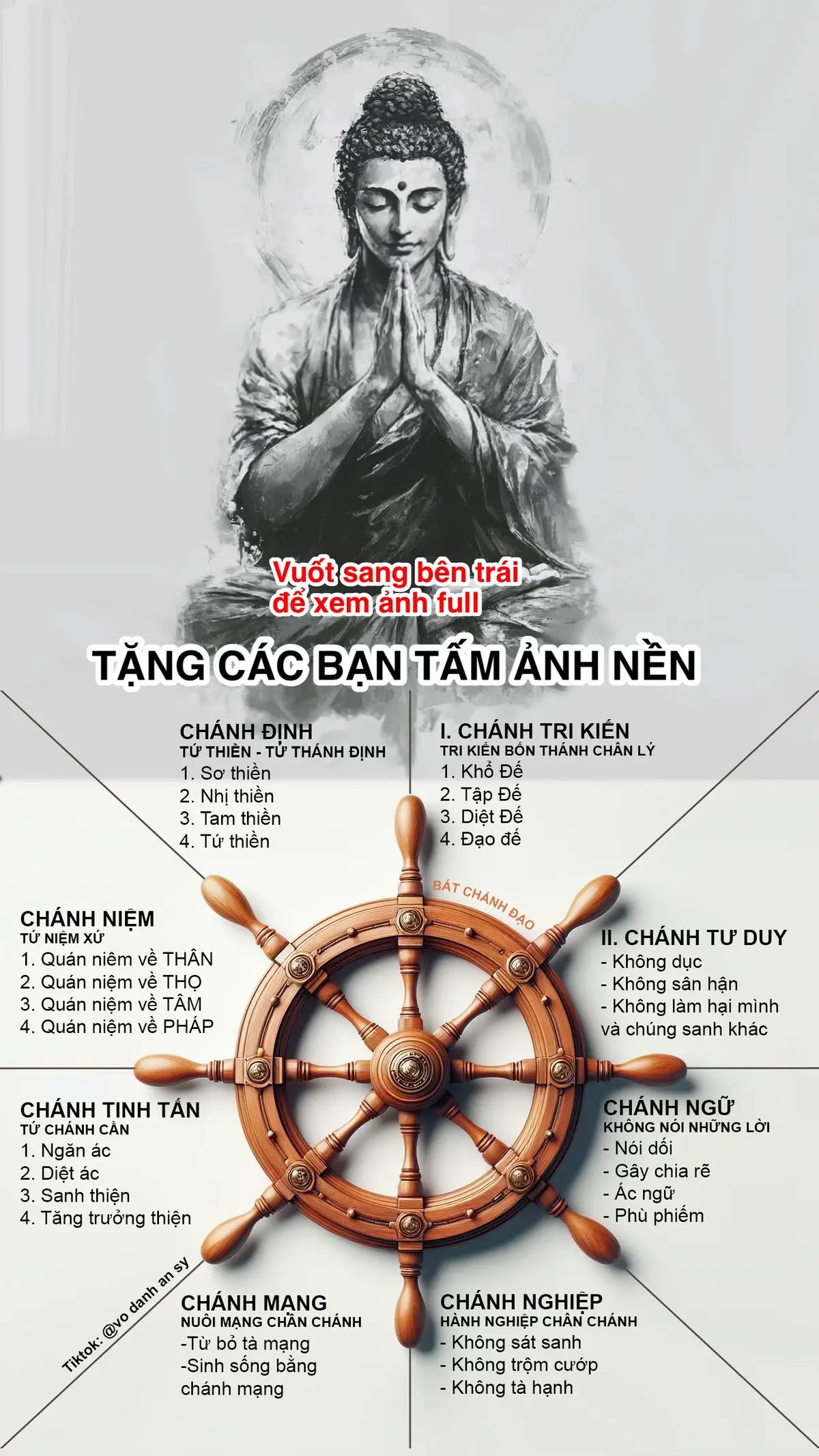 Tặng các đạo hữu bức ảnh bát chánh đạo lưu làm hình nền điện thoại #vodanhansy #batchanhdao #tudieude #tuthanhde 