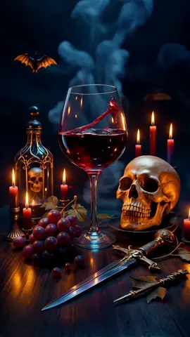 🍷🔥 From the dark toast of blood-red wine to the fiery skull raising his mug — welcome to the gothic feast. #DarkFantasy #Cinematic #GothicVibes #SkullArt #Glitchgigz