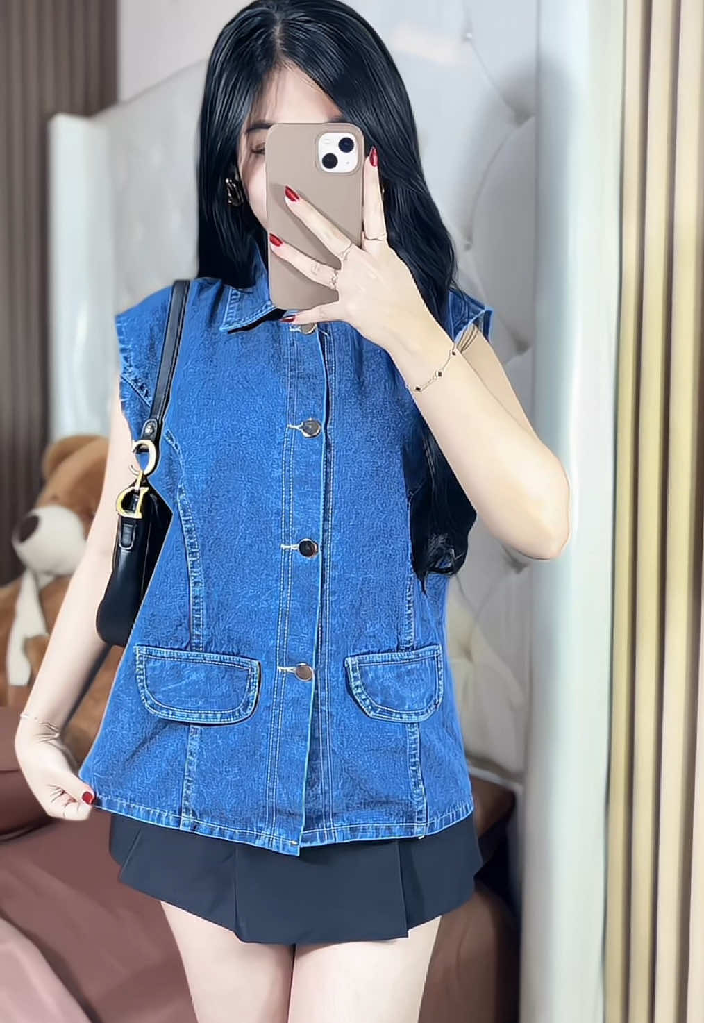 Vest jeansnya super cutee💙 #vestjeans #vestwanita #vestmurah #vestkekinian #atasanwanita 