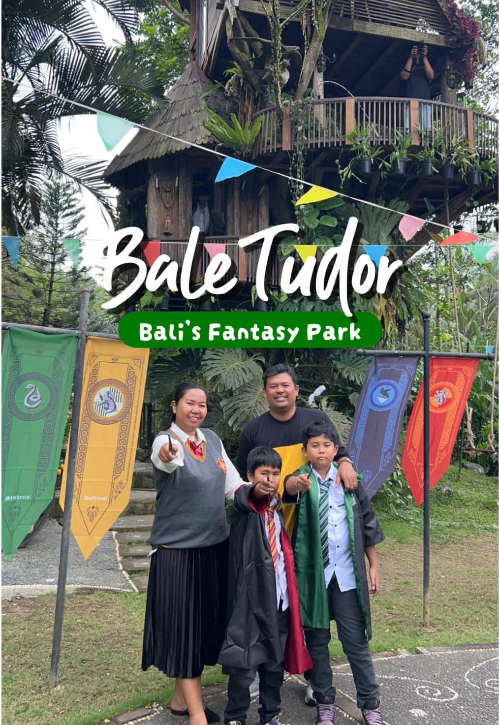 #HappyBackToHogwartsDay Every September 1st, #PotterHead all over the world celebrate the day students board the Hogwarts Express at Platform 9¾ to return to school for a brand new term, yes! we also celebrate it at 📍Bale Tudor So, what is #BaleTudor ? it is in Bali? Yes! Bale Tudor adalah satu-satunya fantasy park di Bali. Nggak cuma berfantasi memasuki dunia sihir harry potter, kita juga bisa berimajinasi menjadi peri, menjadi raja dan ratu, memasuki dunia ghibli, or whatever of our imagination✨ 👑Buka setiap weekend 🧺wajib booking minimal sehari sebelumnya, 🎟️HTMnya start di 75K‼️ Mau makin maksimal menyelami dunia fantasy disini? bisa sekalian sewa kostum juga (ada yang termasuk di tiket masuk juga). Check dan follow IG/Tiktok @Bale Tudor deh, biar tahu next-nya mereka mau bikin event tema apa lagi 🫶🏻 📍Jalan Dewi Tilotama, Bongkasa, Abiansemal, Badung-Bali