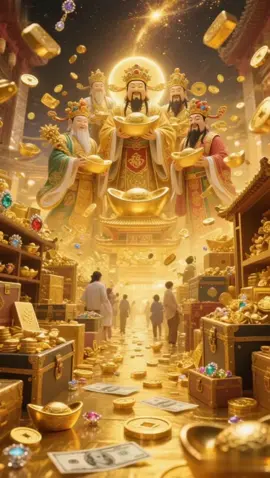 The God of Wealth brings prosperity; good fortune follows all year round! #财神爷 #money #blessed #golden #道教信仰 #财神 #财富 #道教文化 #taoism #wealth #coin #道教 #fortune 