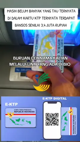 MASIH BELUM BANYAK YANG TAU TERNYATA DI DALAM KARTU KTP TERNYATA TERDAPAT BANSOS SENILAI 3,4 JUTA RUPIAH #ktp #bansos #bansostunai #bsu #fyppppppppppppppppppppppp 