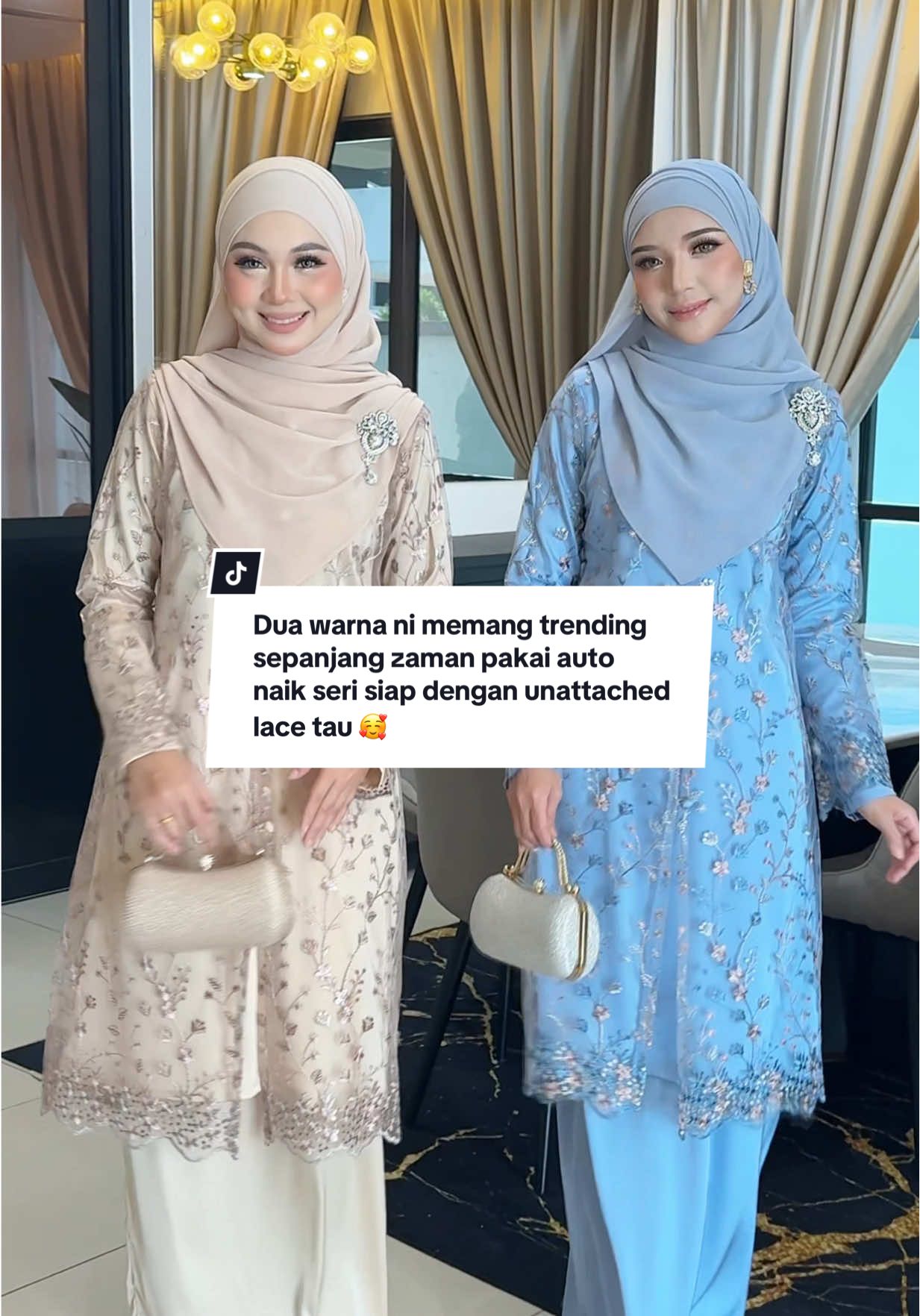 Dua warna ni memang trending sepanjang zaman pakai auto naik seri siap dengan unattached lace tau boleh buka macam cardigan 🥰🔥 Kalau nak jom masuk live launching Khamis ni jam 9pagi ‼️ #nfhboutiquegallery #kurung #kurungcantik #bajuwanita #tiktokshop 