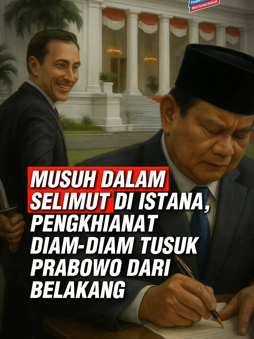 Bahaya terbesar sering datang dari dalam. Di balik rusuhnya negeri, ada musuh dalam selimut di istana yang pura-pura setia, tapi diam-diam menusuk Prabowo dari belakang. Mereka ingin republik runtuh dari dalam. Pertanyaannya: kita biarkan, atau kita berdiri bersama kebenaran?  #birosuararakyat #prabowo #indonesia #pengkhianat #suararakyat
