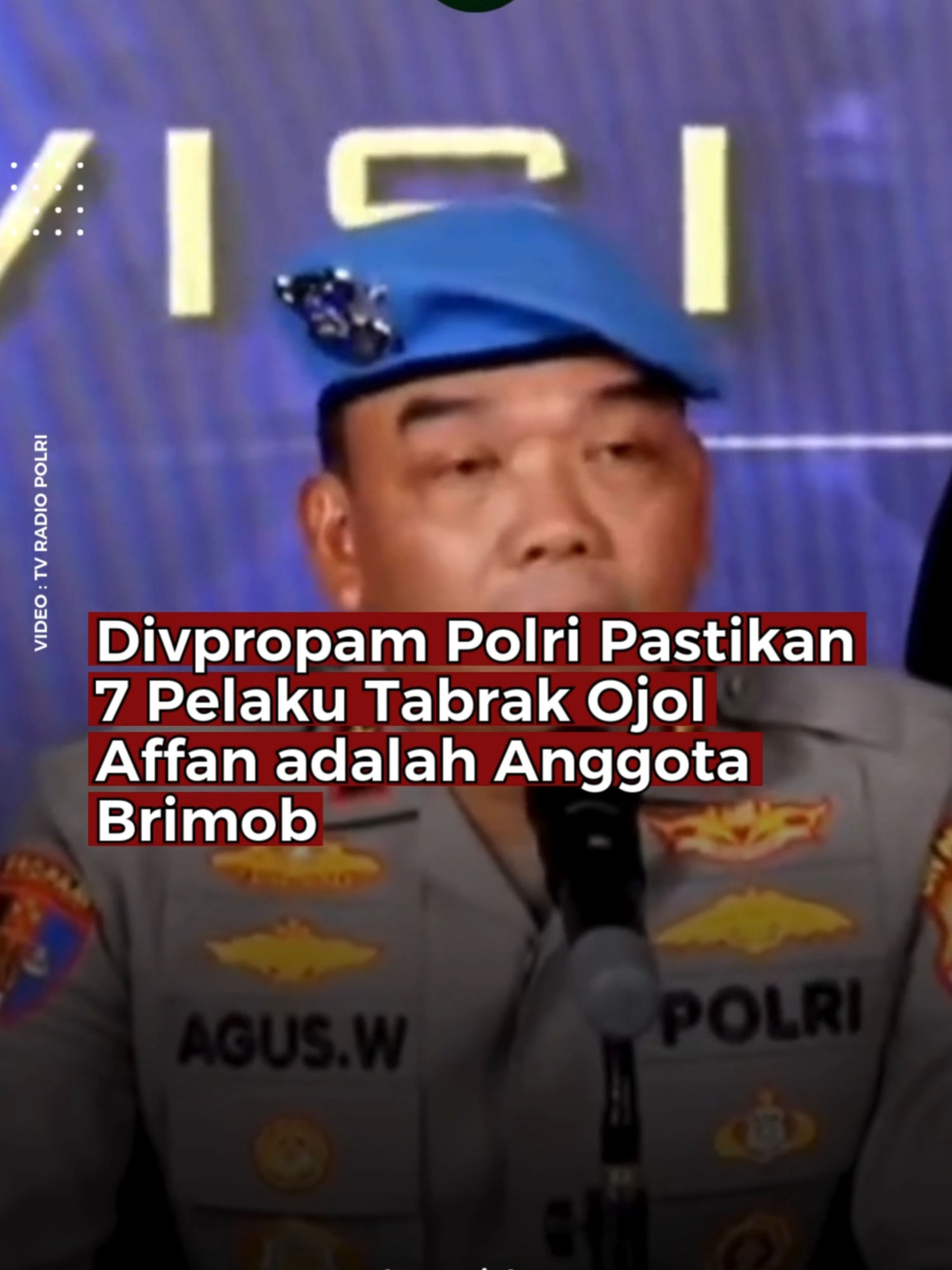 Divisi Propam Polri akhirnya angkat bicara menanggapi kecurigaan publik soal identitas tujuh pelaku yang menabrak-lindas driver ojek online, Affan Kurniawan, menggunakan kendaraan taktis (rantis). Beberapa pihak menduga para pelaku bukan anggota Brimob, namun Polri menegaskan bahwa ketujuhnya adalah personel resmi Brimob. Kepastian ini disampaikan langsung oleh Karowabprof Divpropam Polri, Brigjen Agus Wijayanto, dalam konferensi pers pada Senin (1/9). Ia menyatakan bahwa Kompolnas telah memverifikasi Kartu Tanda Anggota (KTA) dari ketujuh pelaku. 