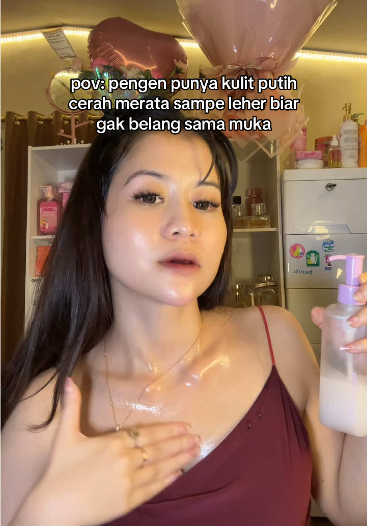 Pake bodyserum sampe ke leher juga 🤫🔥 #bodycareroutine #bodyserum #noerabodyserum #mencerahkankulit 