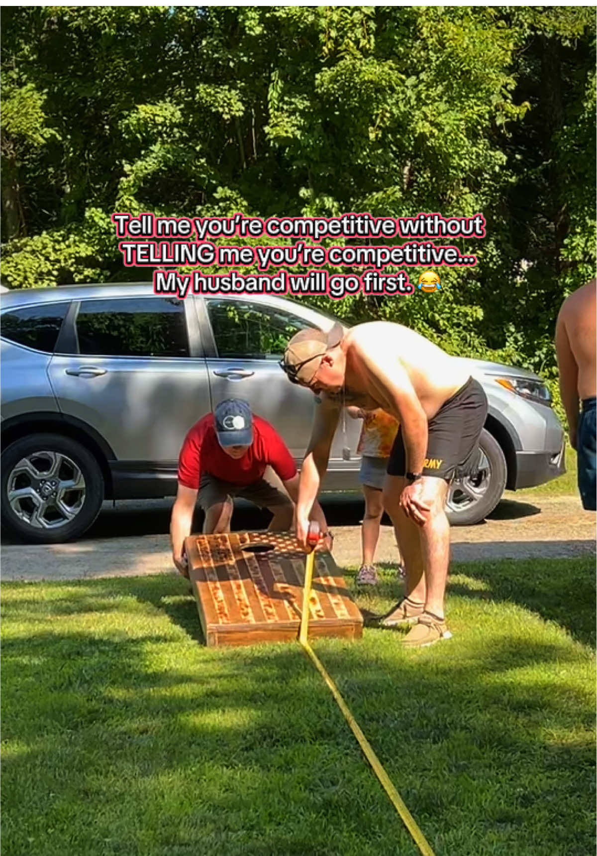 POV: Your husband treats cornhole like it’s the World Cup 🏆🌽😂 #HusbandsBeLike #BackyardFun #Cornhole #Competitive #FYP 