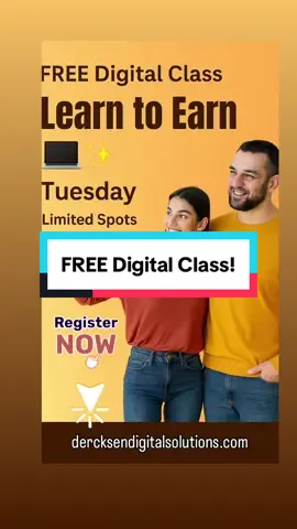 Most side hustles = more hustle. 😩 This FREE Digital Class is different. Learn to earn in less time with: ✅ Master Resell Rights (keep 100% profit) ✅ A 2-hour workday blueprint ✅ Done-for-you systems + support 📅 Date: Tuesday Don’t miss it! 💻✨ ——- Faceless Digital Marketing making money online women living paycheck to paycheck with debt my small business working from home for beginners Easiest way to make money own business #LearnToEarn #DigitalClass #FreedomOverHustle #WorkFromHome #SideHustleTips  