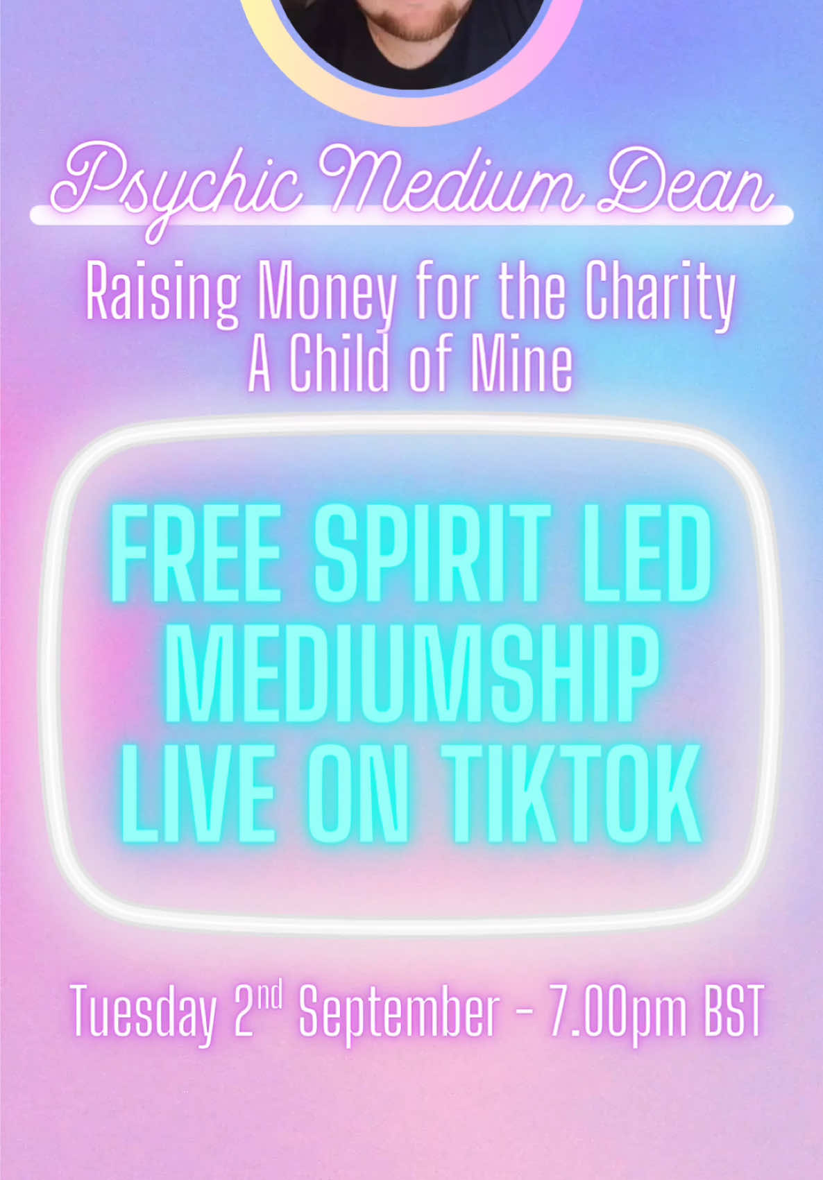 Fundraising for the amazing Charity - A Child of Mine ✨ Free Mediumship Live Tonight! - Tuesday 2nd September 2025 - 7.00pm UK time (BST) All gifts received on the live will be donated to a child of mine via the just giving page we have set up for the charity for the duration of September! - You can donate direct via the link in my bio ❤️ #psychicmediumdean#achildofmine#charity#freereadings#fyp 