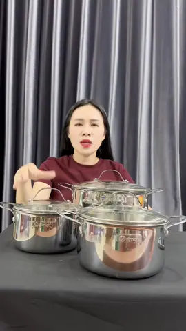 nồi Elmich chính hãng elmich. các bác mua lẻ từng nồi cũng ok ạ.  #oanhoioanh  #noiluocga  #noiinoxElmich  #3noiElmich 