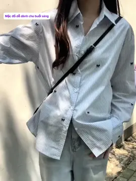 Áo sơ mi sọc nơ đẹp #xuhuong #viral #thoitrang #thoitrangnu #fashion 