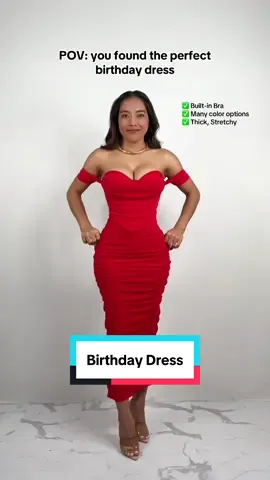 The perfect birthday dress!❤️ Available in different colors! Love the built-in bra!  #birthdaydress #reddress #redmididress #corsetstyledress #corsetdress 