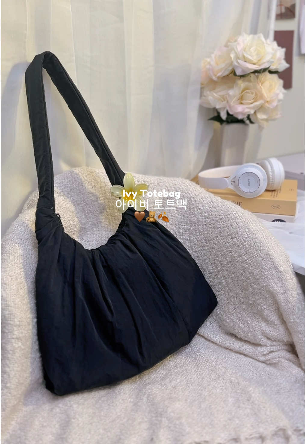 Simple bag for daily 🖤🖤🖤 #lst #ivy #ivytotebag #koreanbag #totebagaesthetic 