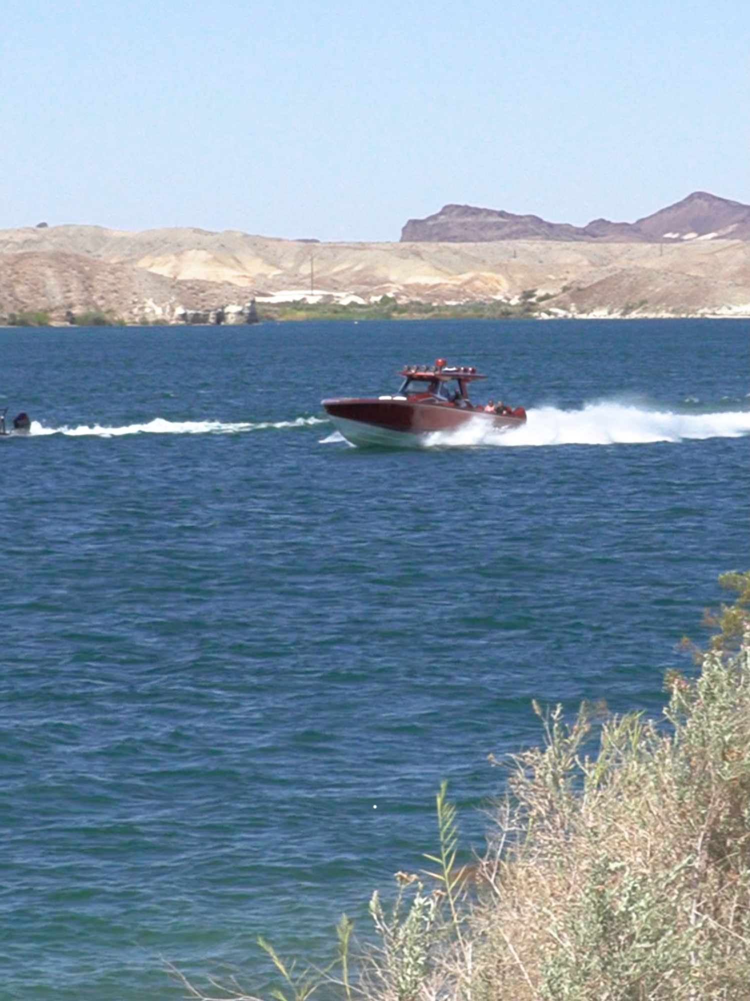 Always strange to see high performance center consoles on a desert lake