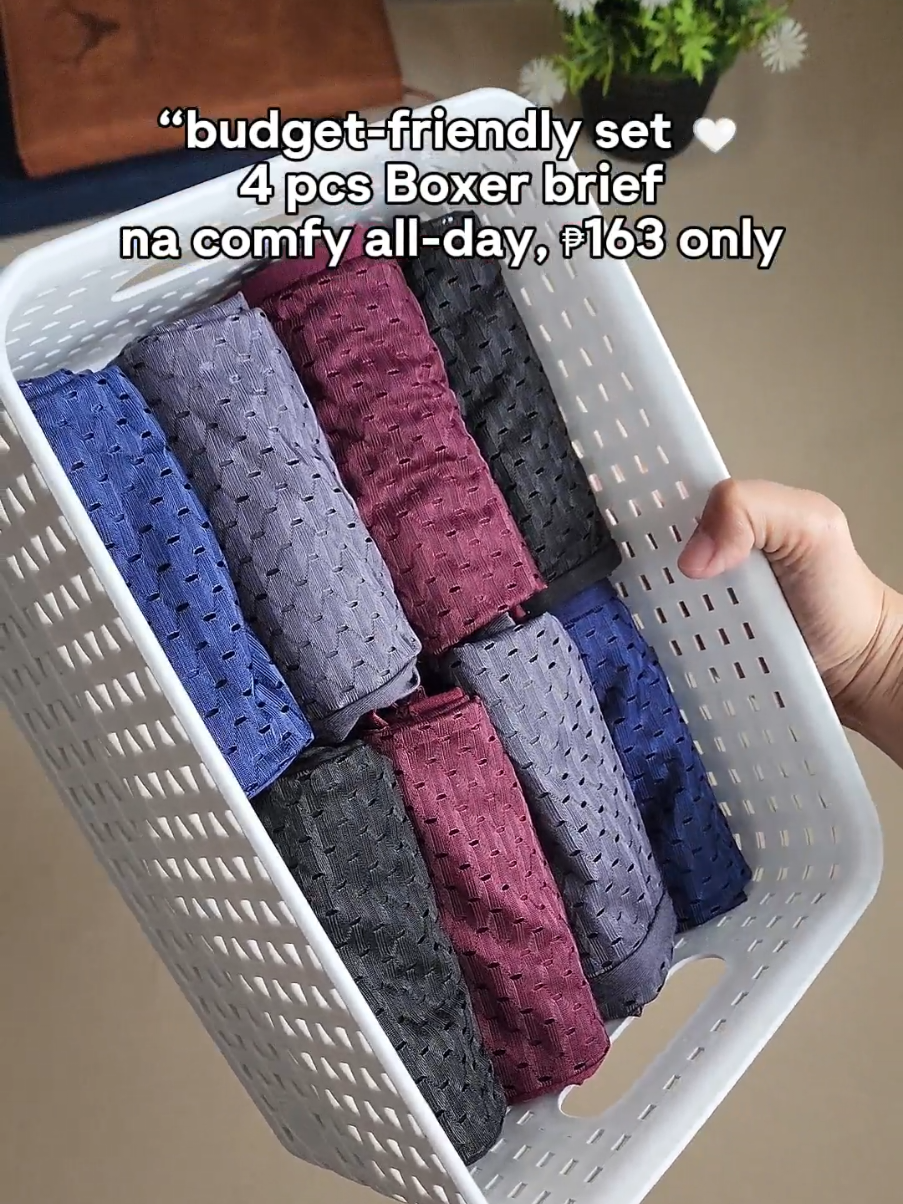 Grabe 4pcs boxer na. less than 200 pesos lang. (Disclaimer: Prices may change due to the seller or platform promos) #boxerbriefs #briefs #mensessentials 