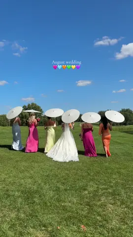 🩷🩵🧡💚💛🤍💜 @socialbridescollective  #bridal #bridesmaids #umbrellas #bridesmaidsdresses #inspo 
