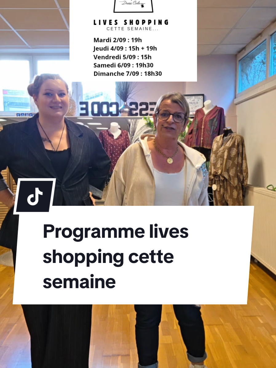 Programme des lives shopping semaine : Mardi 19h  Jeudi 15h + 19h Vendredi 15h Samedi 19h30  Dimanche 18h30 🛍🥰😊 #dresscodegap #liveshopping #shoppingaddict #shopping #live 