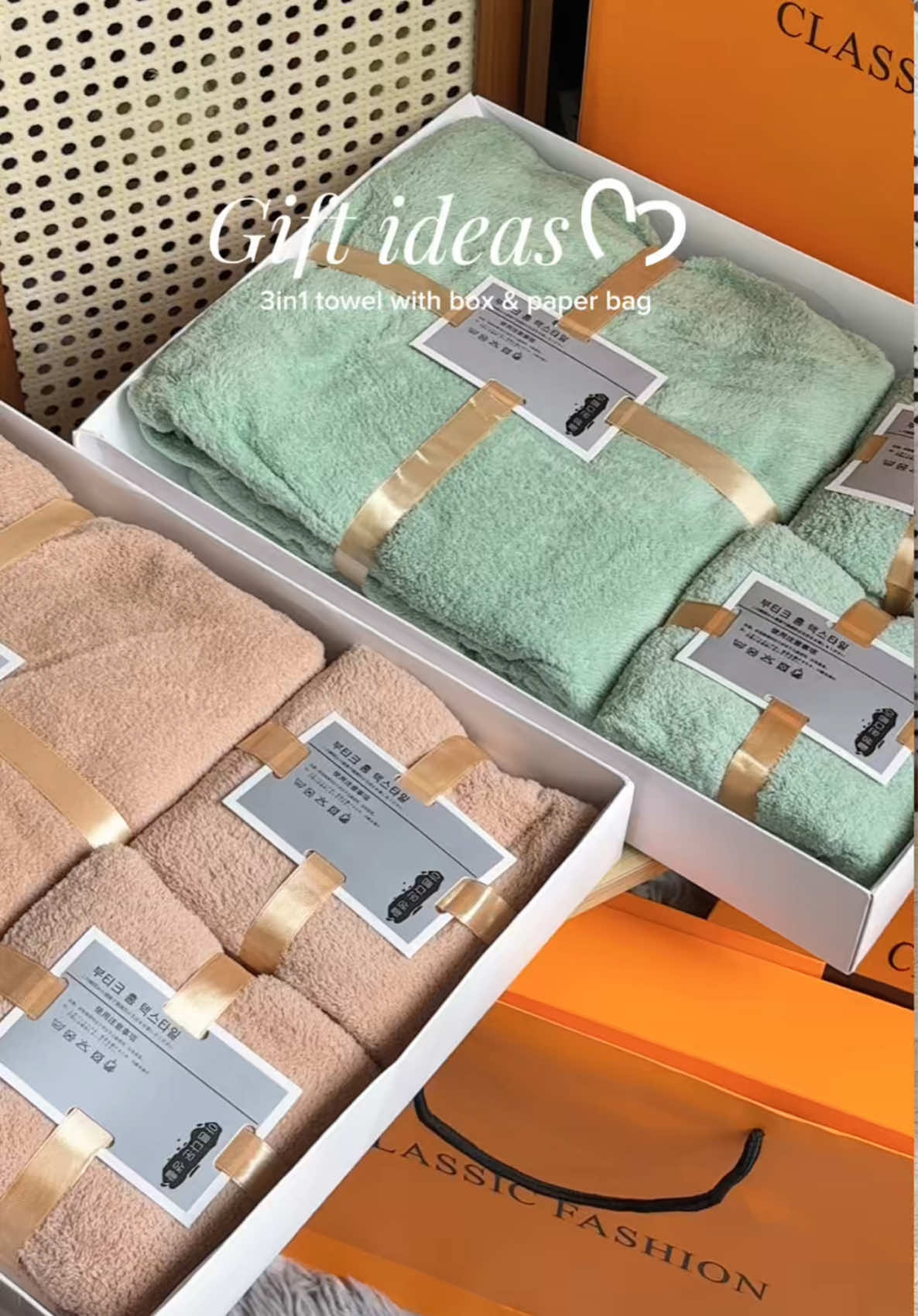 GIFT IDEAS ✨ -3in1 towel set with box and paper bag   -For only 179!!  #giftideas #exchangegift #christmasgift #budgetgifts #3in1towelset 