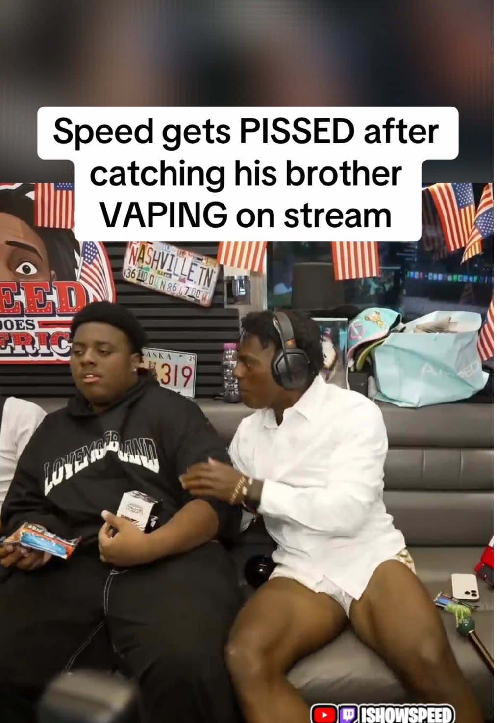 Speed, or iShowspeed, while on his tour across America, catches his brother on-stream LIVE — #ishowspeed #Speed #kaicenat #Mafiathon3 #fyp 