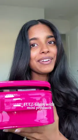 MINI products, FULL coverage 🤏🏽🫶🏽 @Huda Beauty PERFECT for travel!!! #minimakeup #hudabeauty #makeupreview #travelmakeup #creatorsearchinsights 