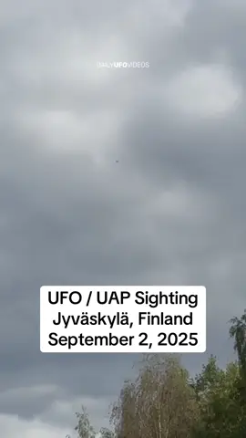 UFO / UAP sighting in Jyväskylä, Finland on September 2, 2025. “Basically I was fishing and bait casting to the other side of bank when this thing appeared. It had no sound, the distance is really hard to say. It did appear to have some reflection of light or bend on it somehow.  I’ve never seen one ever before, so came here to see what you guys think.” #ufo #uap #ufosighting #alien #drone 