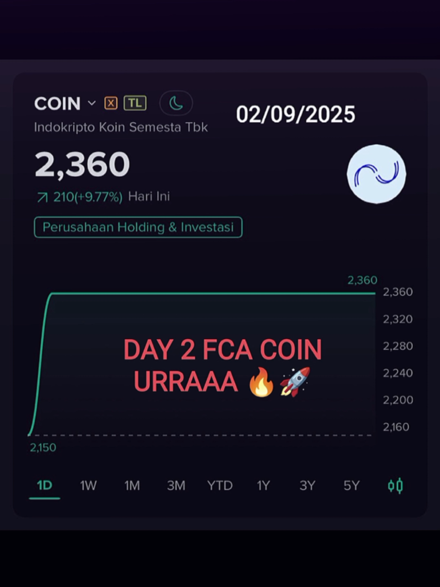 DAY 2 FCA COIN URRAAA 🥳🔥🚀 #coin #saham #sahamindonesia #fypage #mg 