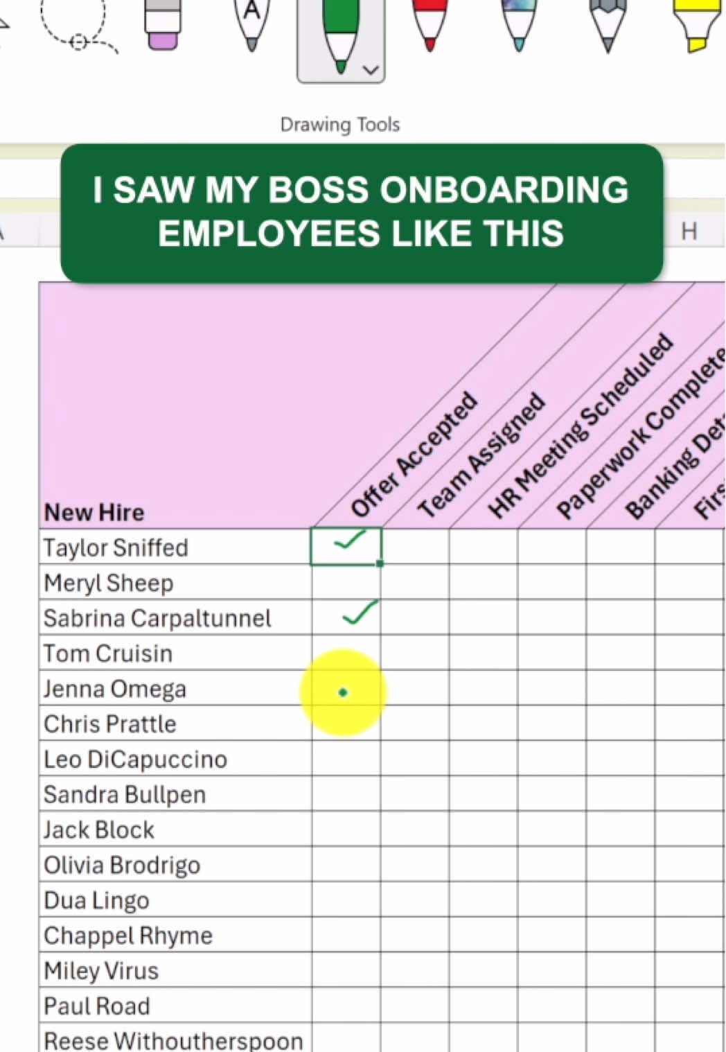 Have you tried this onboarding tracker?! 🤯✅ #excel #exceltips #corporate