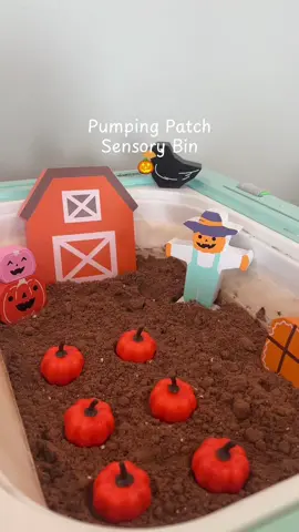 Started our morning off with this super fun + easy pumpkin patch sensory bin!! 🎃  how to make dirt :  - 3 cups flour  - 1 cup cocoa powder  - 1/2 cup oil Tip: bake flour for 15 mins on 350 to kill bacteria to make it safer for little ones  #sensoryplay #toddleractivities #learningthroughplay #fallactivities #sensoryactivities  