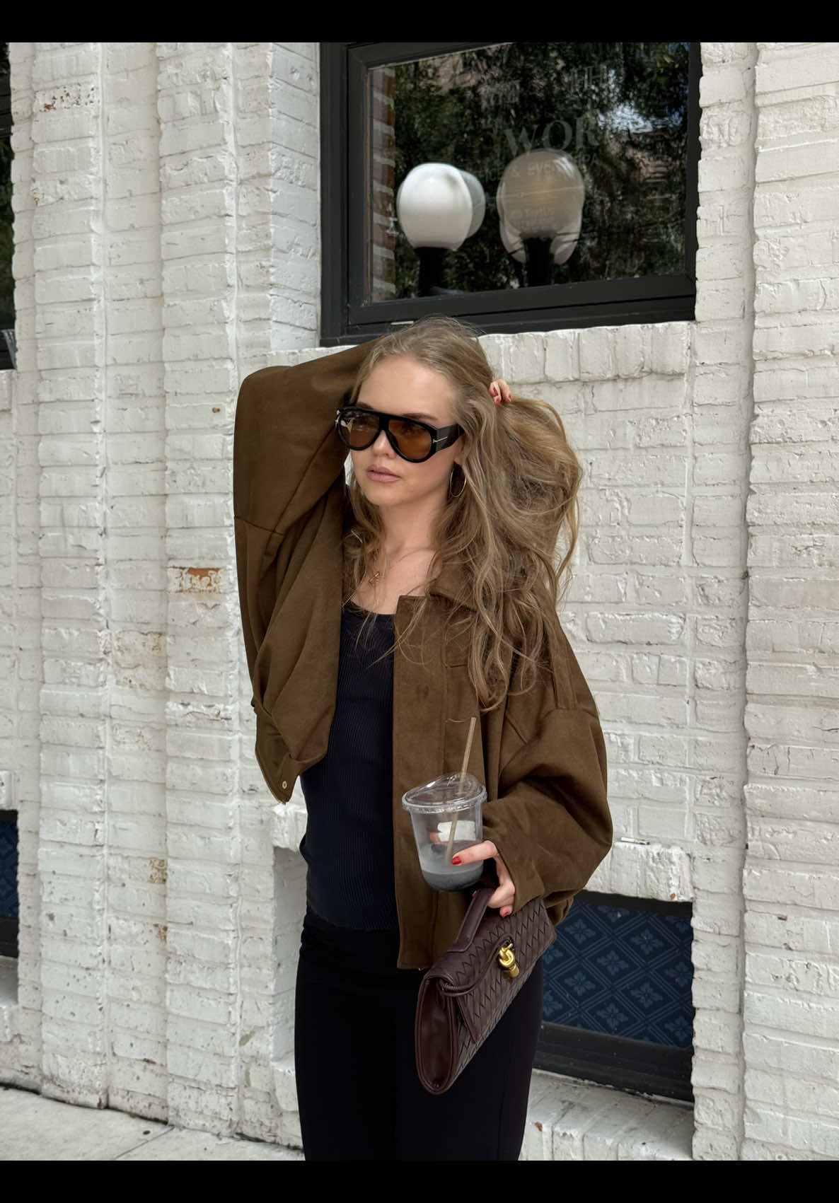 early fall outfit idea: suede bomber jacket and capri pants #suedebomberjacket #bomberjacketstyle #falloutfitinspo #capripants #ootdinspo 