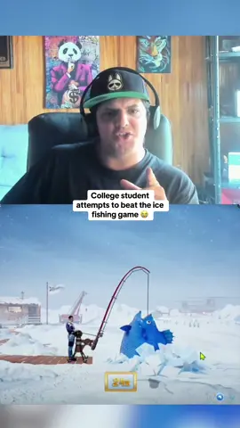 College student attempts to beat the ice fishing game 😭 #kickstreaming