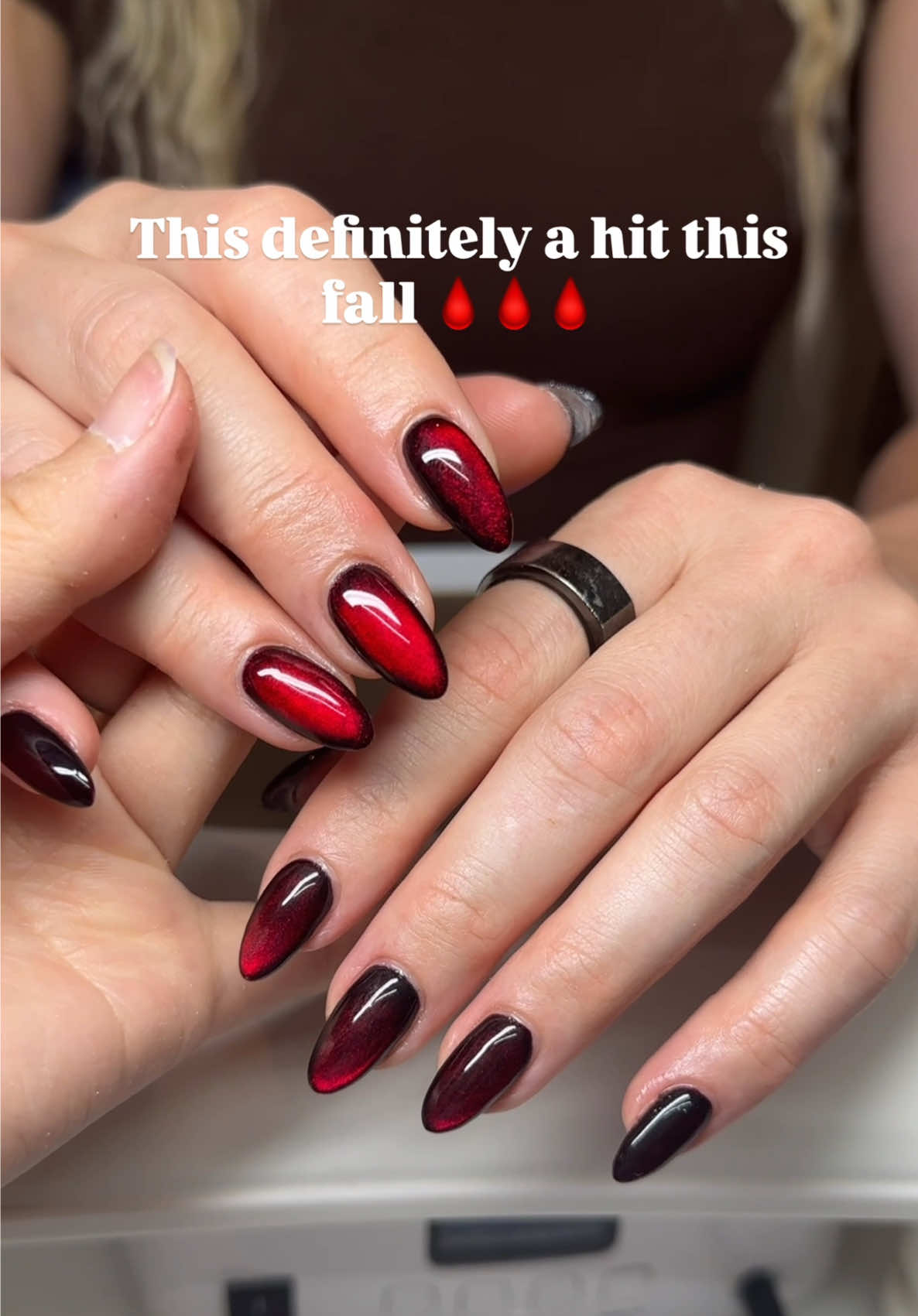 Blood Red Cateyes 🩸🩸🩸 #redcateye #velvetnails #fallnails #atxnails  Booking link: Mazynailstudio.glossgenius.com  📍1700 Montopolis Dr Suite B, Austin, TX  Service: Hard gel on natural nails + cat eyes