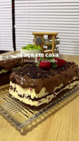 Faça você mesma em casa esses bolos recheados super fáceis com a massa feita no liquidificador. Ingredientes da massa • 3 ovos • 1/2 xíc óleo • 1 e 1/2 xíc açúcar • 1 xíc chocolate em pó (do frade) •1 colher rasa chá de café solúvel • 1 xíc água fervendo (coloque a água quente só depois de bater os ingredientes acima) •2 xíc farinha de trigo •1 colher de sopa de fermento Medida travessa que assou: quadrada22 cm Medida da forma que montei: 22x10cm Recheio brigadeiro preto 1 cx leite condensado  1 cx creme de leite 1 colher de sp de manteiga  2 colheres de sp cacau em pó (aquele do Frade) 1 barra de chocolate meio amargo  Recheio de Coco 1 cx leite condensado  1 cx creme de leite 1 colher de sp de manteiga  3 colheres de sp de coco ralado Recheio 3 1 pote de Nata 300g (encontra em mercado) 2 a 3 colheres de sopa de açúcar 200g morango picado Calda 300ml água morna 3 colheres de sopa de açúcar (Não há necessidade de ir ao fogo, só usei a água morna) Cobri com Granulé o bolo de morango e com coco ralado o outro. #bolorecheado #bolocaseiro #receitasimples #receita #receitafacil 
