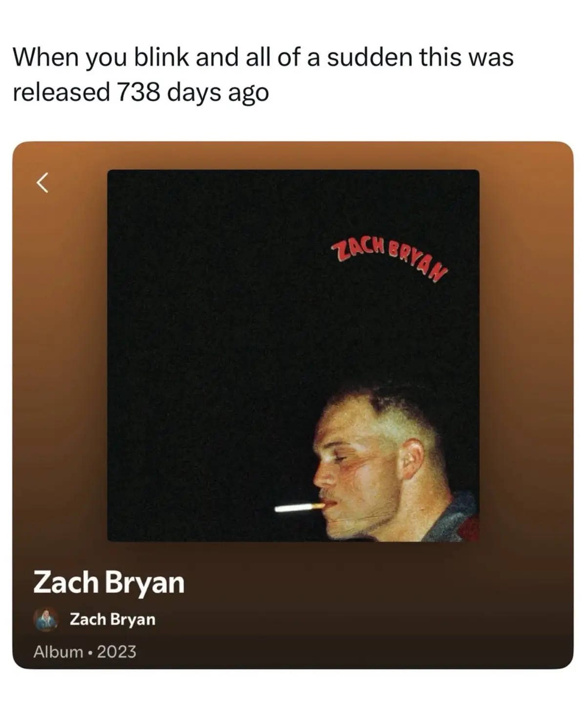 Time flies 🥹 #ZachBryan (via country/IG)