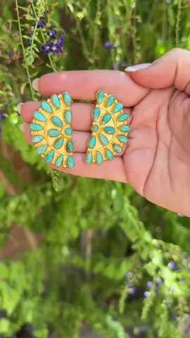 JUST IN 🌟🌟🌟 “The Golden Collection” Handmade Sterling Silver Kingman Turquoise Post Earrings Signed Nizhoni $179 🩵 https://nizhonitradersllc.com/products/handmade-sterling-silver-kingman-turquoise-post-earrings-with-signed-nizhoni-8