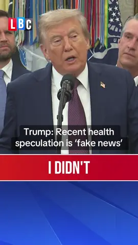 Donald Trump jabs at Joe Biden as he addresses recent speculation about his health. #lbc #donaldtrump #fakenews #president #uspolitics 