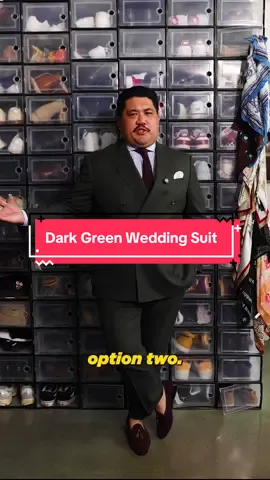Replying to @user99104431215141 dark green wedding suit ideas! Which look would you go with? 🎥 Suit: @INDOCHINO  Loafers: Uomo Design | | #fyp #fashiontiktok #mensoutfitideas #menssuits #menswear 