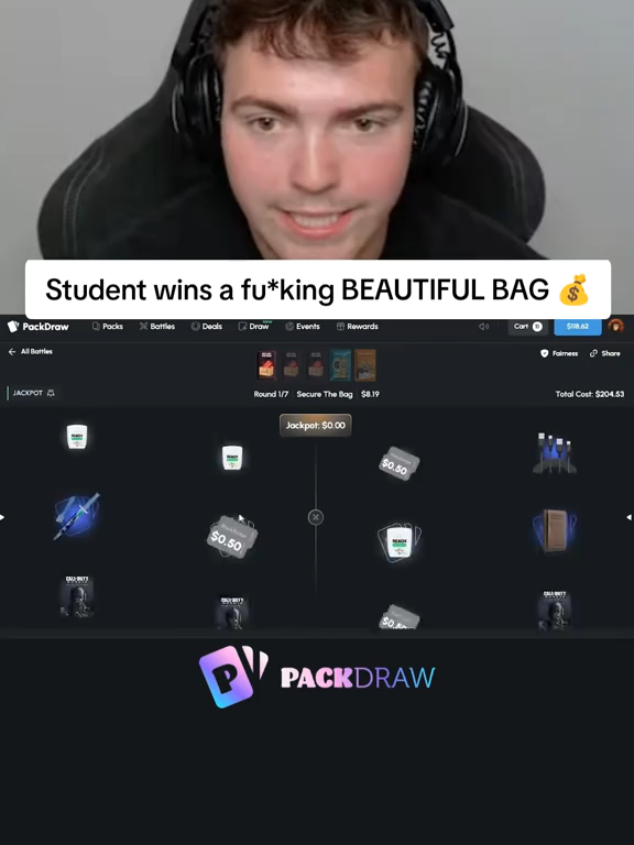 Student wins a fu*king beatiful bag #kick #packdraw #fyp #epic
