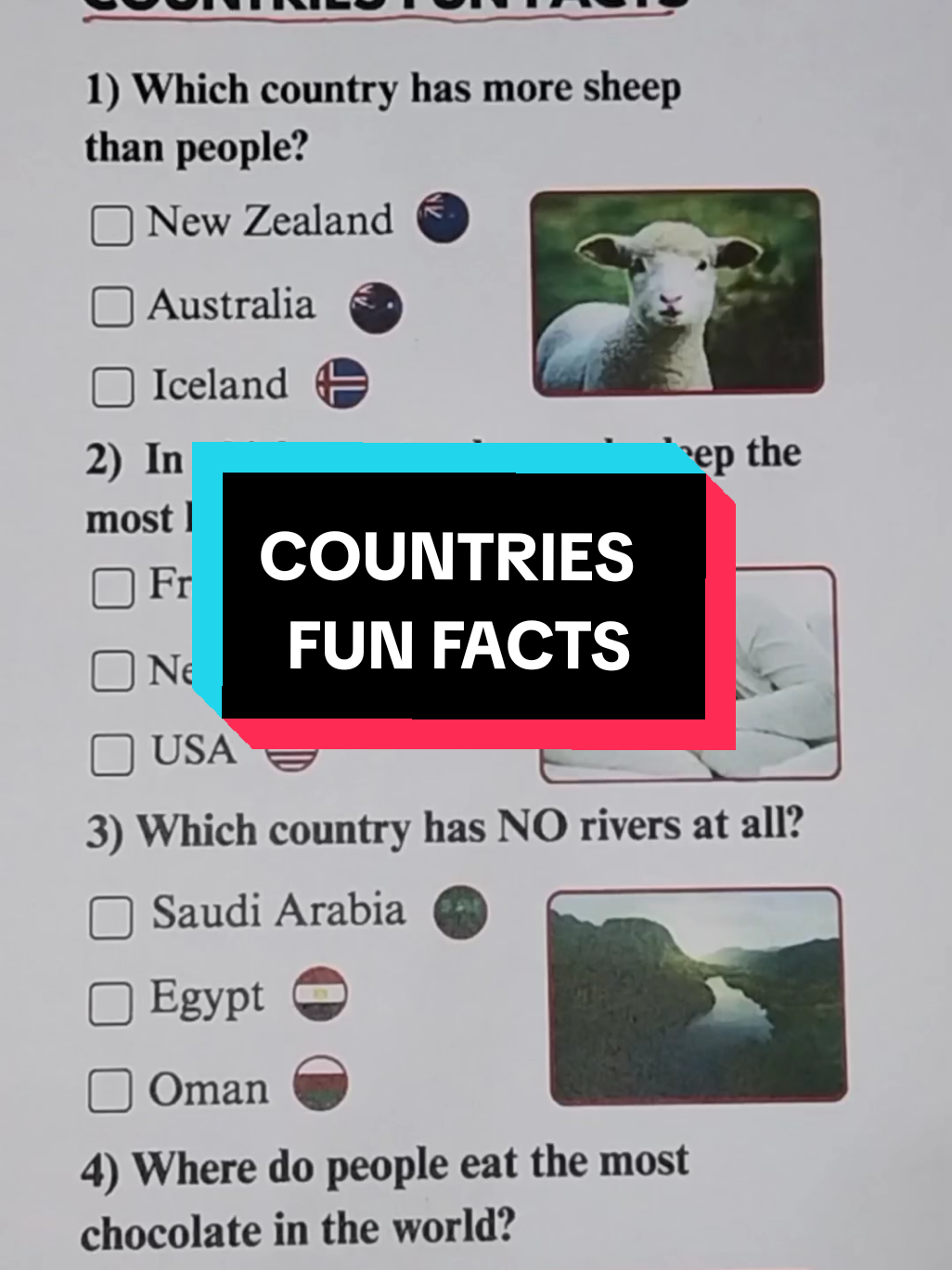 Countries Fun facts 😀  #LearnOnTikTok #quizchallenge #country #fyp 