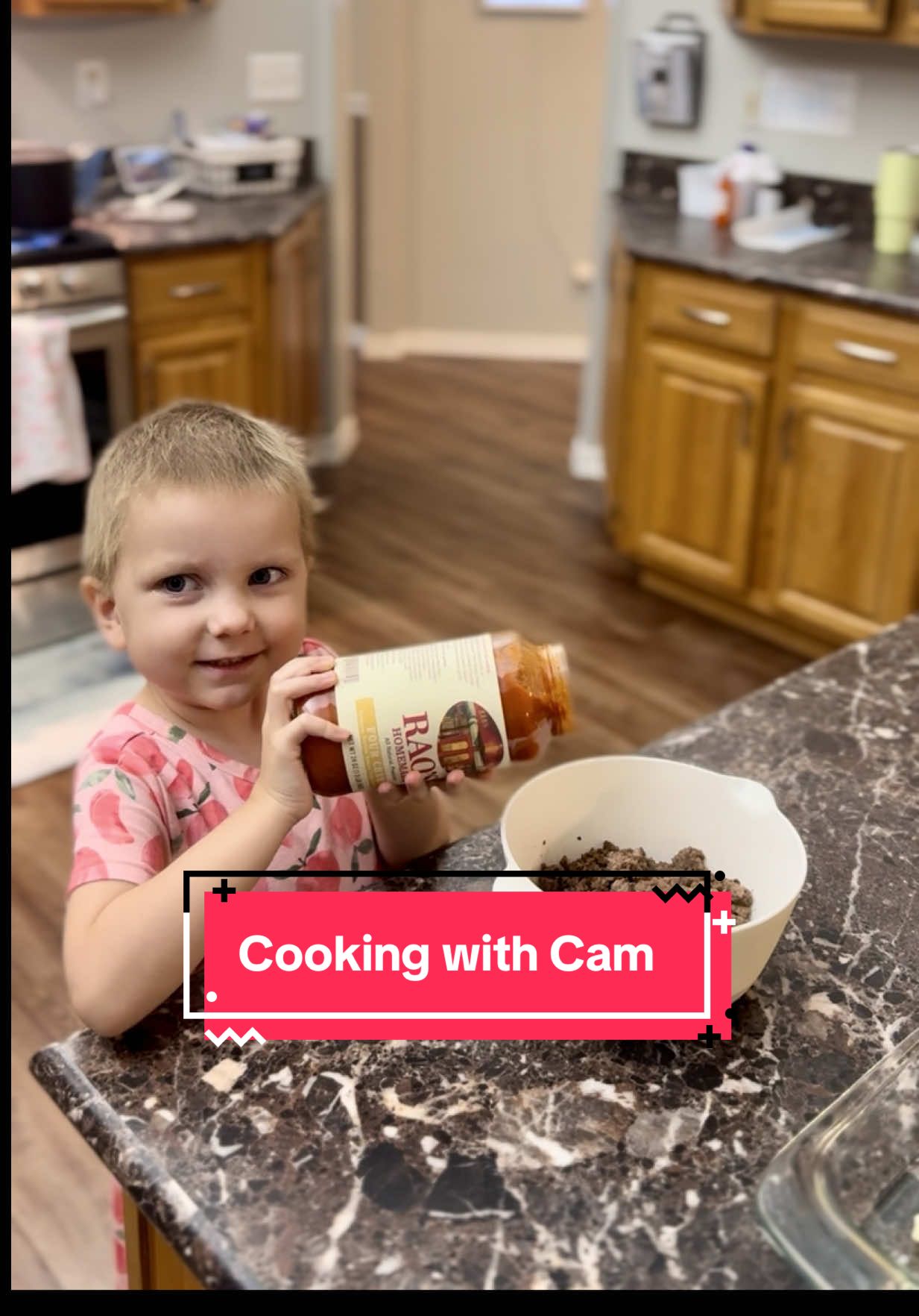 Cooking with Cam! We made baked spaghetti or “million dollar spaghetti” 🍝 What should we cook next? 🤍