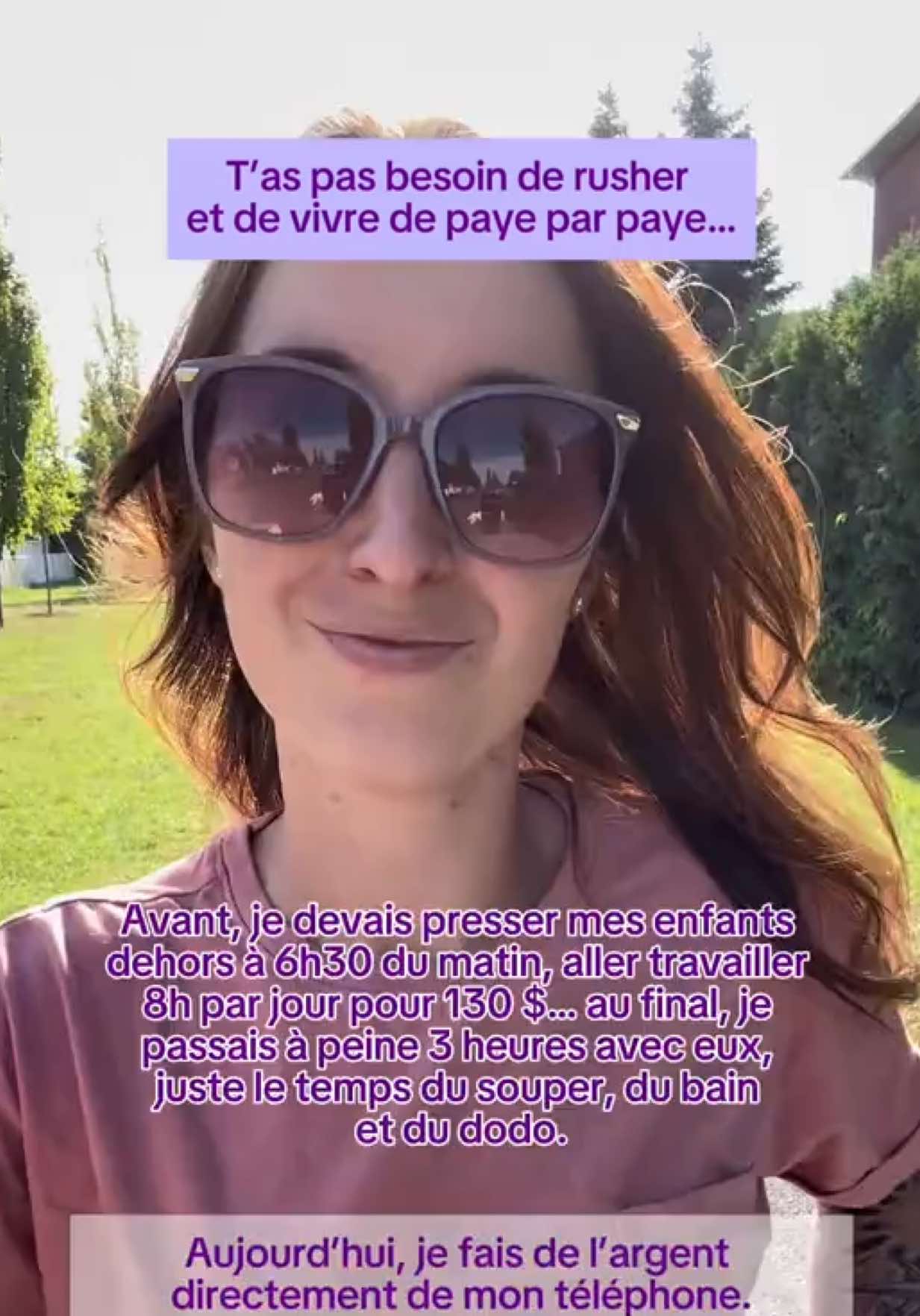 Commente « COMMENT » pour en savoir plus!  J’avais l’habitude de courir à 6h30 pour déposer mes enfants à la garderie et à l’école… la culpabilité de maman et tous ces moments que je manquais, ça me brisait. En plus, je travaillais 8 heures pour à peine 130 $… ça n’avait aucun sens. Tu sais ce qui en a? Gagner de l’argent en ligne, directement de ton téléphone, en travaillant seulement 1 à 3 heures par jour autour de ton propre horaire. Pas besoin d’être influenceuse, pas de messages froids, pas de suivi fatigant. Des gens comme toi et moi, des mamans, étudiants, travailleurs à temps plein! #tiktokqc #commentgagnerargentenligne #sidelinemaman #travaillerdelamaison #marketingdigital 