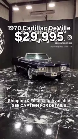 1970 Cadillac DeVille - Financing available- $399 Monthly W/10% Down WAC - Worldwide shipping - Pictures and videos on rollingmuseums.com - Price- $29,995 Services Provided Classic Car Sales, Buying, Consignment, and Repair Rolling Museums Huntville AL 35806 256-621-7922- (Shop Cell) FaceTime Available 256-801-4409- (Landline) Mon-Fri 9am-5pm CST . . . . #1970CadillacDeVille #CadillacDeVille #Cadillac #ClassicCadillac #CaddyLife                        
