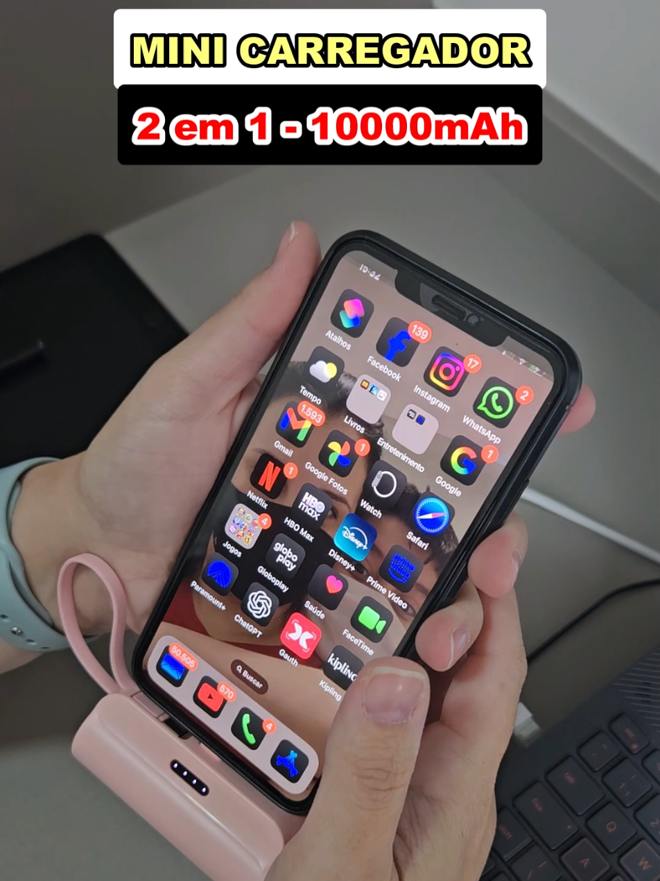 Mini Powerbank Tipo C, iPhone 10000mAh Portátil Flash Power