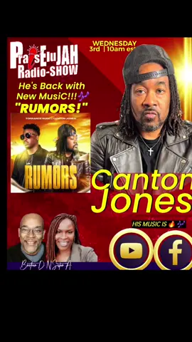 Canton Jones is back... LIVE interView September 3rd... 10am est.!!!!  #Jesus #cantonjonesmusic  #brotherd_n_sistera  #praiselujahradioshow 
