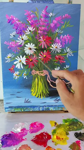 How to draw vibrant daisies and lavender Bouquet tutorial painting #AcrylicPainting #PaintingForBeginners #ArtForBeginners #ArtTutorial #PaintingTutorial 